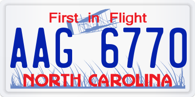 NC license plate AAG6770