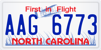 NC license plate AAG6773