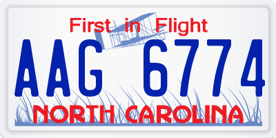 NC license plate AAG6774