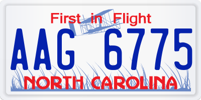 NC license plate AAG6775