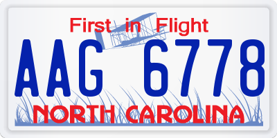 NC license plate AAG6778