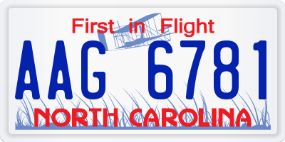 NC license plate AAG6781