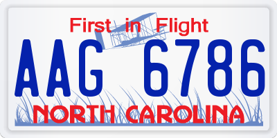 NC license plate AAG6786