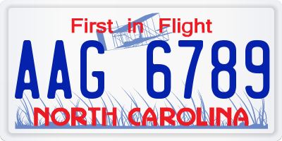 NC license plate AAG6789