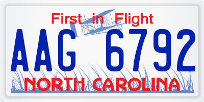 NC license plate AAG6792