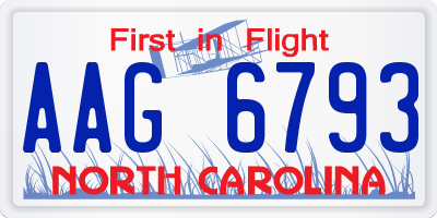 NC license plate AAG6793