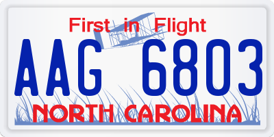 NC license plate AAG6803