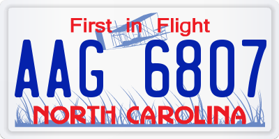 NC license plate AAG6807