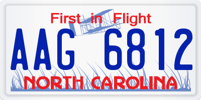 NC license plate AAG6812