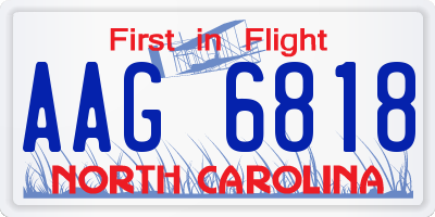 NC license plate AAG6818