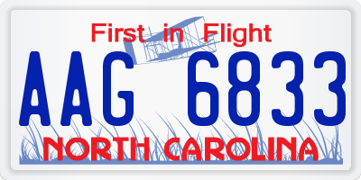 NC license plate AAG6833