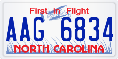 NC license plate AAG6834