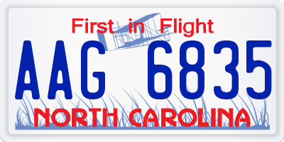 NC license plate AAG6835