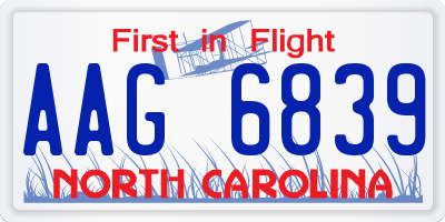 NC license plate AAG6839