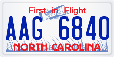 NC license plate AAG6840