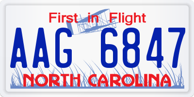 NC license plate AAG6847