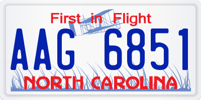 NC license plate AAG6851