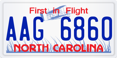 NC license plate AAG6860