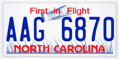 NC license plate AAG6870