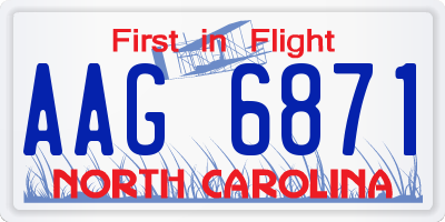 NC license plate AAG6871