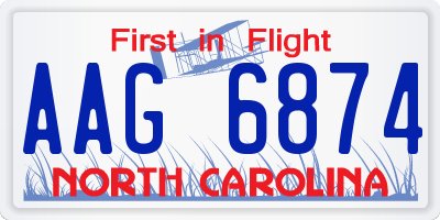 NC license plate AAG6874