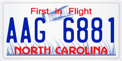 NC license plate AAG6881