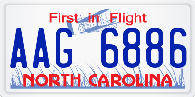 NC license plate AAG6886