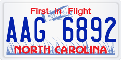 NC license plate AAG6892