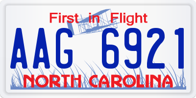 NC license plate AAG6921