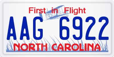 NC license plate AAG6922