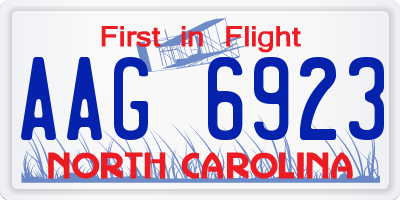 NC license plate AAG6923