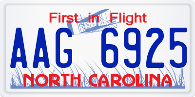 NC license plate AAG6925