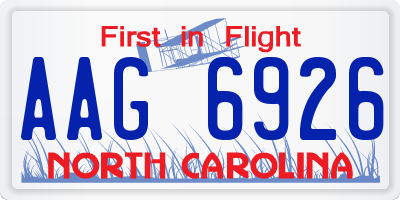 NC license plate AAG6926