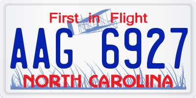 NC license plate AAG6927