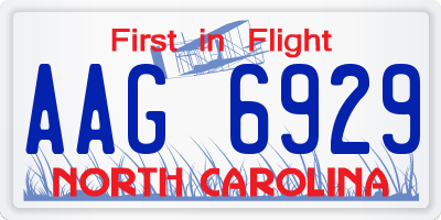 NC license plate AAG6929