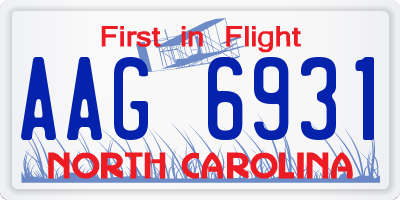 NC license plate AAG6931