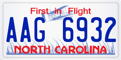 NC license plate AAG6932