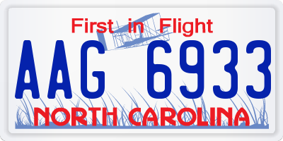 NC license plate AAG6933