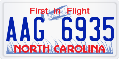 NC license plate AAG6935