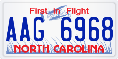 NC license plate AAG6968