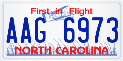 NC license plate AAG6973