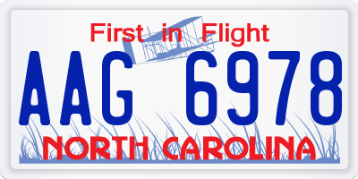 NC license plate AAG6978