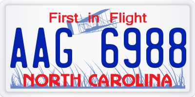 NC license plate AAG6988