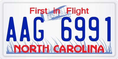 NC license plate AAG6991