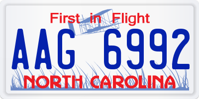 NC license plate AAG6992