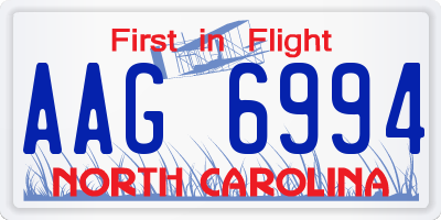 NC license plate AAG6994