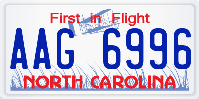 NC license plate AAG6996