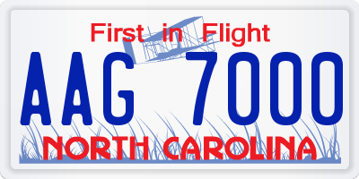 NC license plate AAG7000