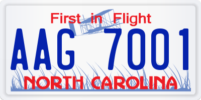 NC license plate AAG7001