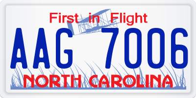 NC license plate AAG7006
